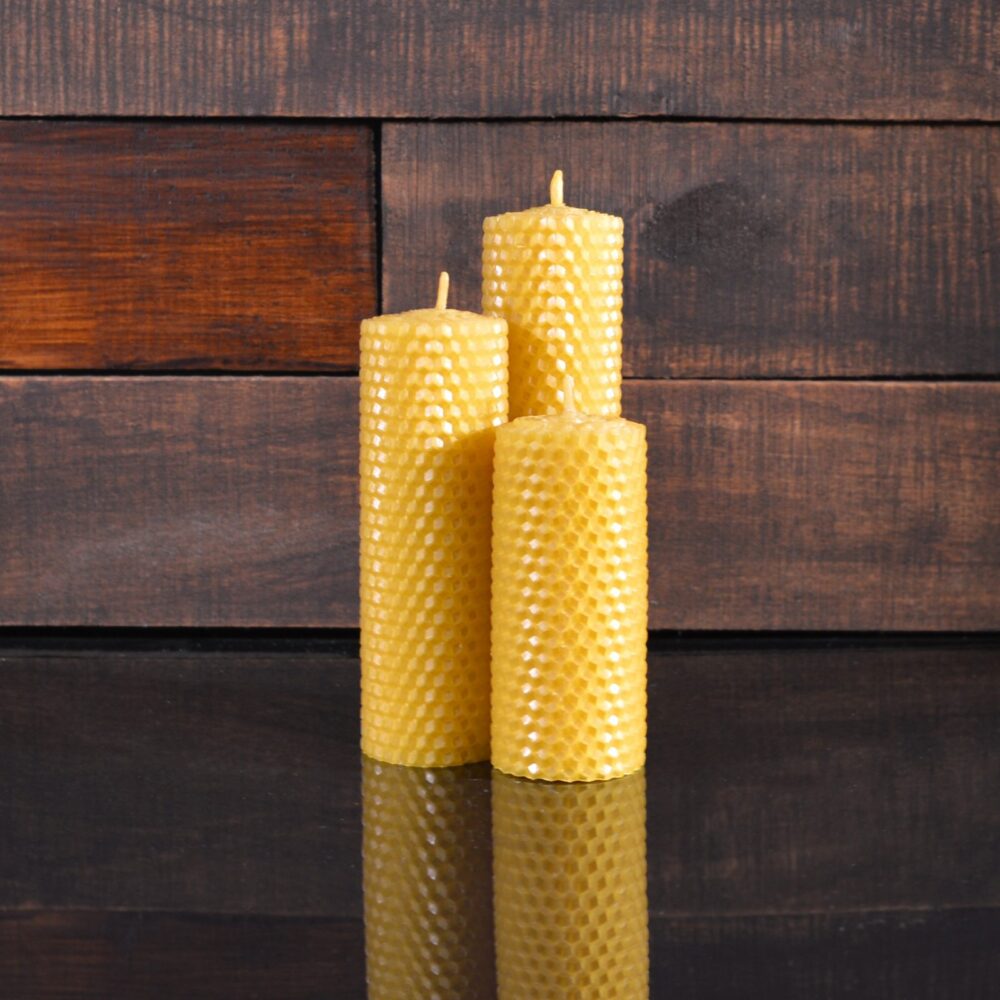 Желтые свечи из пчелиного воска (комплект из 3-х свечей)
