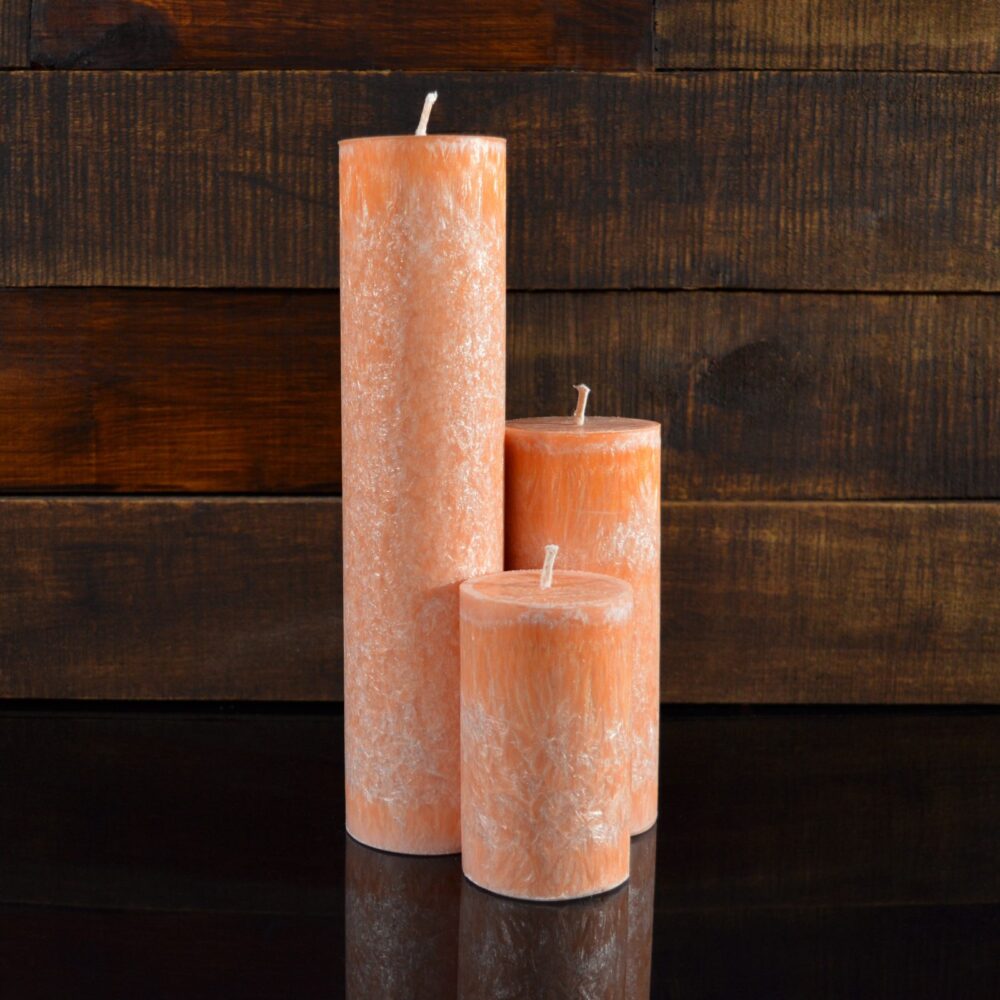 Оранжевые свечи из пальмового воска (комплект из 3-х свечей)