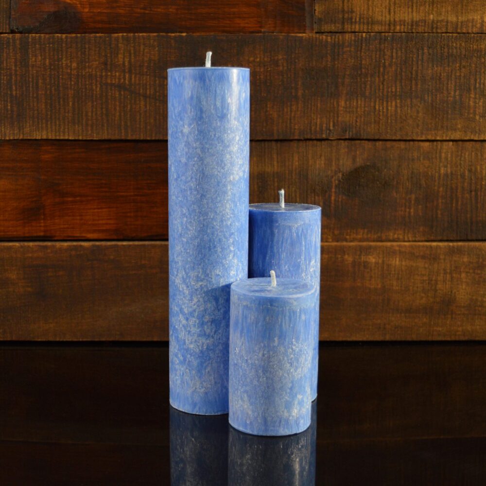 Синие свечи из пальмового воска (комплект из 3-х свечей)
