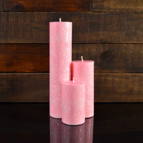 Розовые свечи из пальмового воска (комплект из 3-х свечей)