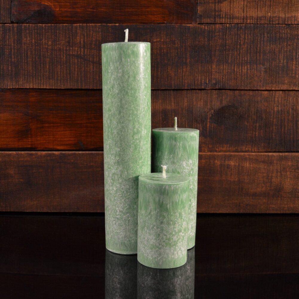 Зеленые свечи из пальмового воска (комплект из 3-х свечей)
