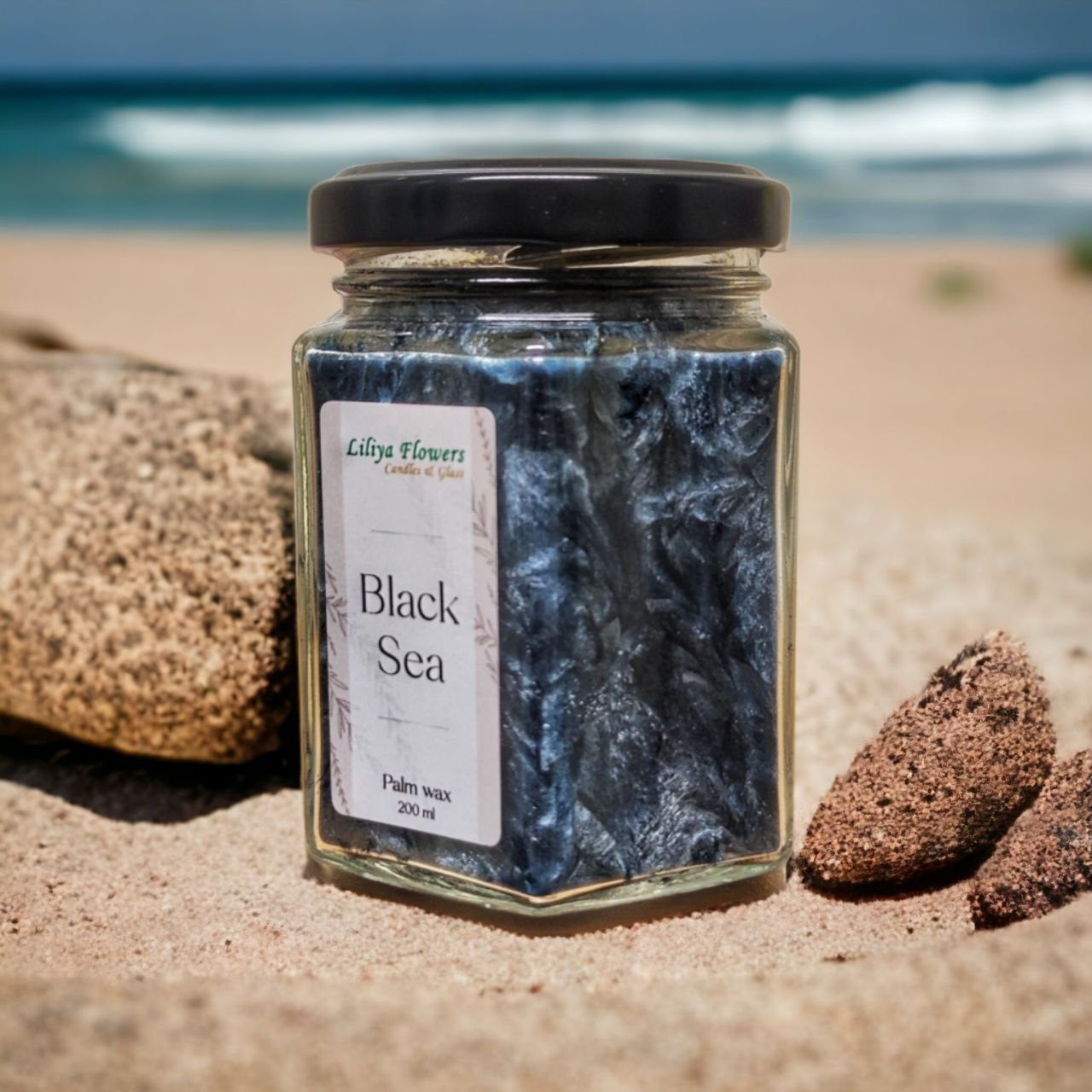 Сіра свічка Black Sea з пальмового воску з ароматом